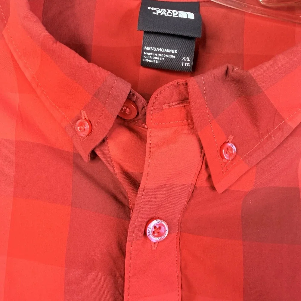 The North Face Mens Plaid Short‎ Sleeve Button Down Monanock Shirt Red XXL